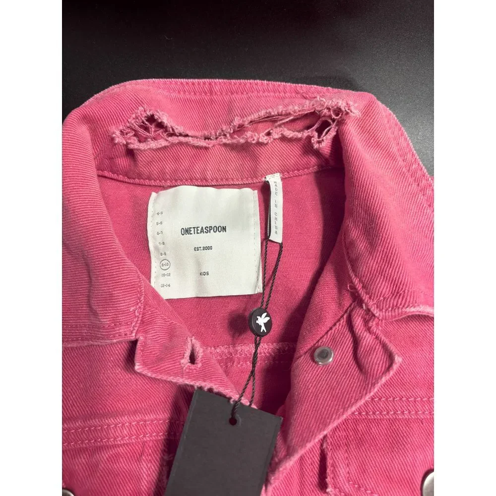 One Teaspoon NWT Girl's‎ All Star Denim Jacket in Ruby Size 9-10 MSRP $159